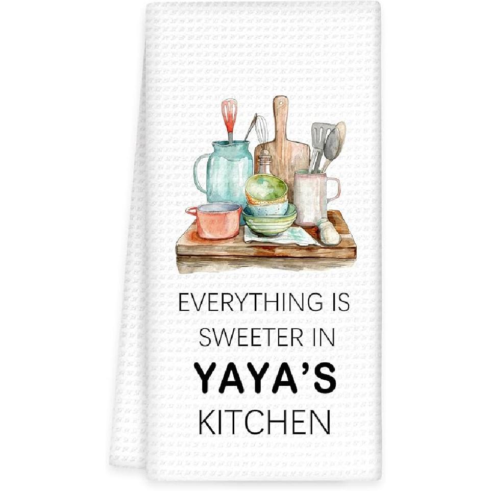 Grammy Gifts for Grandma Kitchen Towels -Gifts for Grammys Mothers Day Hand Towels, Sweeter in Grammy's Kitchen Decorative Dish Tea Towel, Grammys