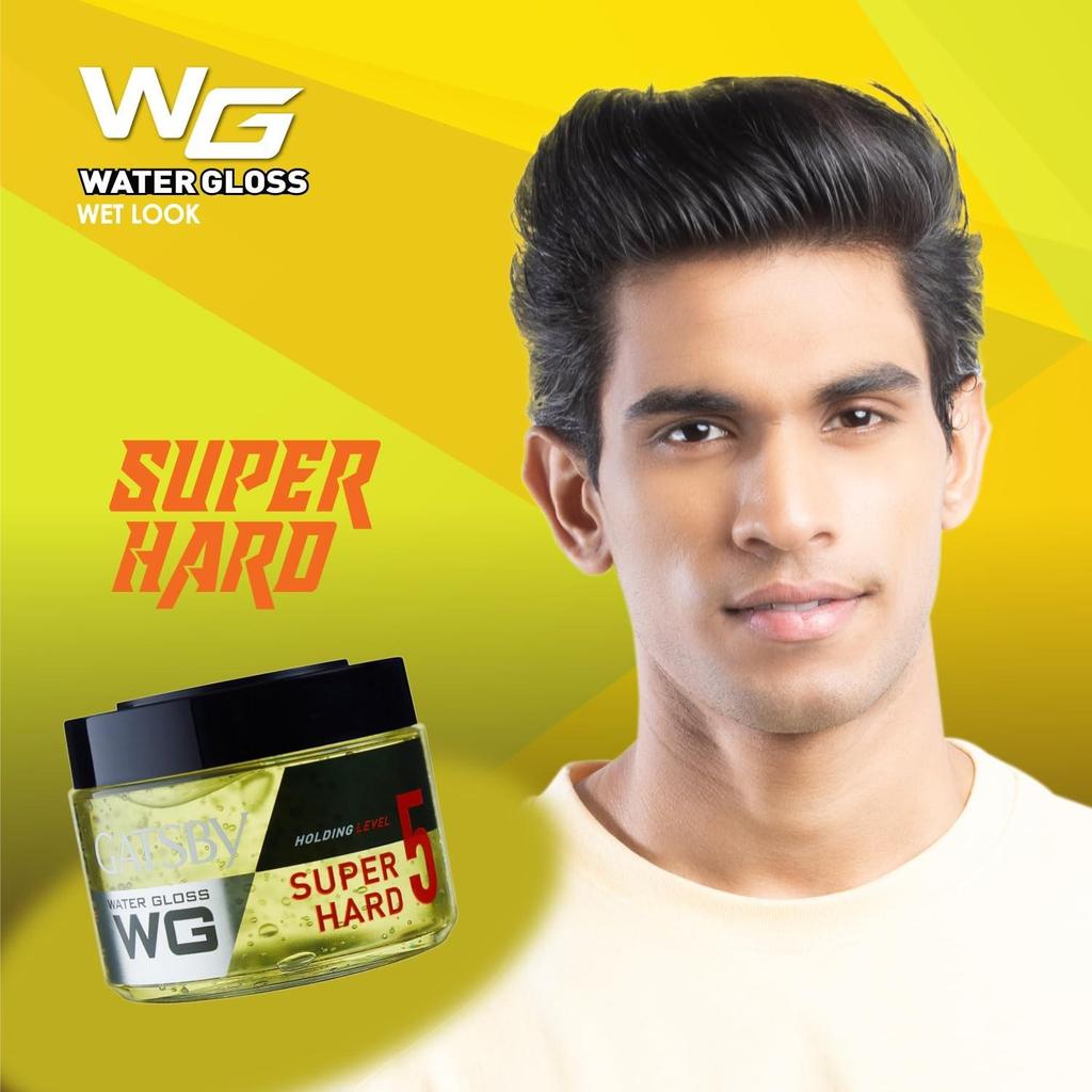 Gatsby Water Gloss Hair Gel 300g Super Hard Hold Wet Look Shine Non Sticky Long Lasting Styling Gel for Men