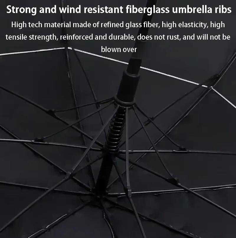 180CM Big Size Long Handle Umbrella Double-deck Large Rain Umbrellas Luxury Silver Dual Use Sunscreen Windproof Rain Gear Gift