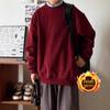 Unisex Wine Red Thick Warm Round Neck Long Sleeve Hoodie