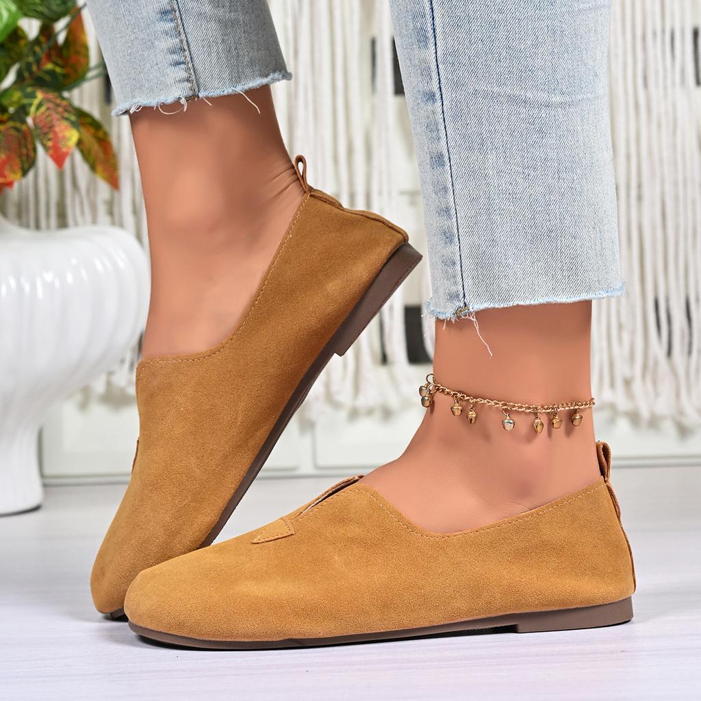 Duży Rozmiar Damskie Płaskie Buty Płytkie Wsuwane Buty Damskie Okrągły Nosek Mokasyny Buty Damskie Codzienne Miękkie Pasujące do Wszystkiego Duży Rozmiar Trampki