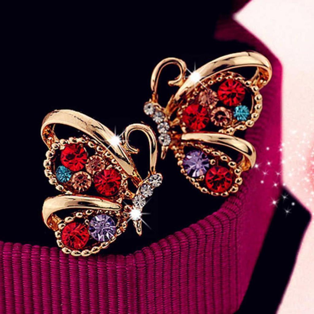 Fashion Women Rhinestone Butterfly Shape Stud Earrings Celebrity Eardrop Jewelry ARI