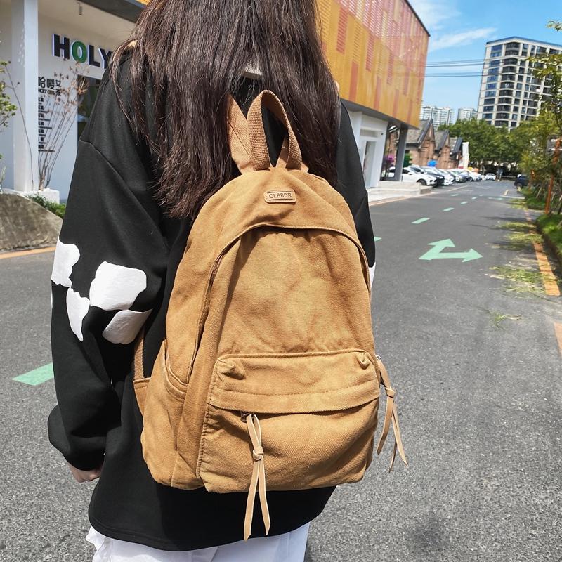 Schultasche für Männer, Junior High School, Senior High School, Studentenrucksack, alter gewaschener Canvas-Rucksack, weiblich