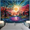 Serborlur Tree of Life Tapestry Trippy Sun Forest Tapestries Colorful Starry Sky Tapestries Hippie Nature Landscape Wall Tapestry Aesthetic Vintage
