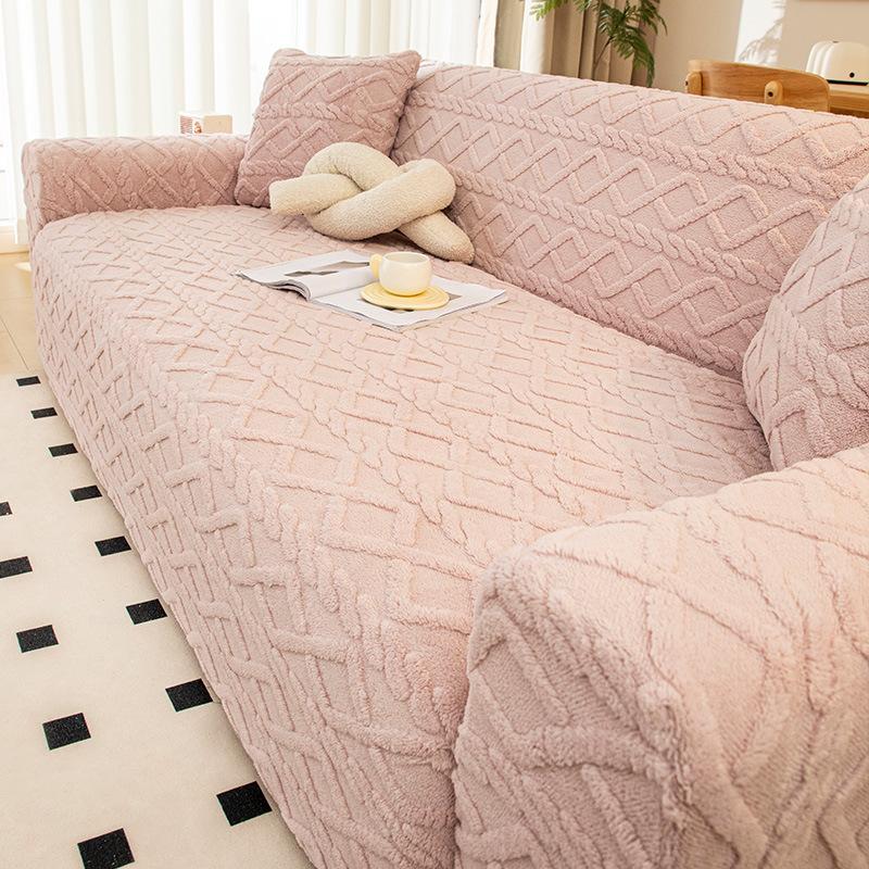 

Winter Thickened Cotton Fleece Sofa Cover All Inclusive Universal Set New Autumn and Winter Elastic Sofa Cover for Replacement 90-140cm