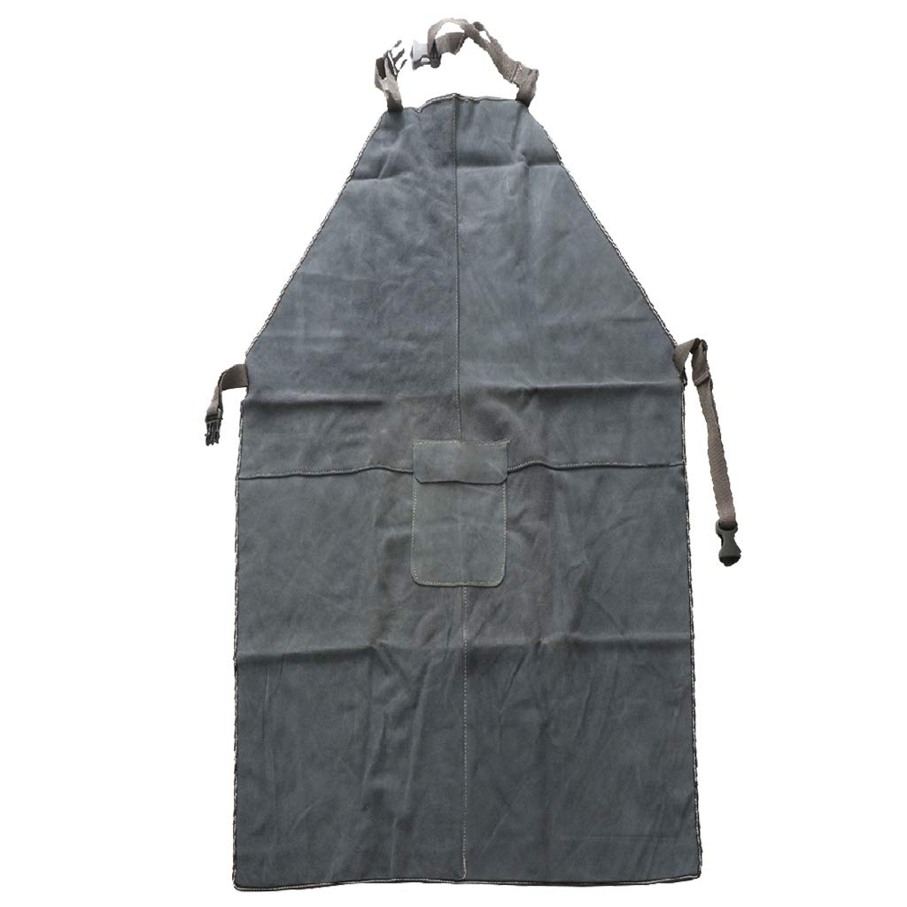yotijar Welding Apron, Welding Suit, Work Clothes, Artificial Cowhide Leather Protection - Dark Blue 90x60cm