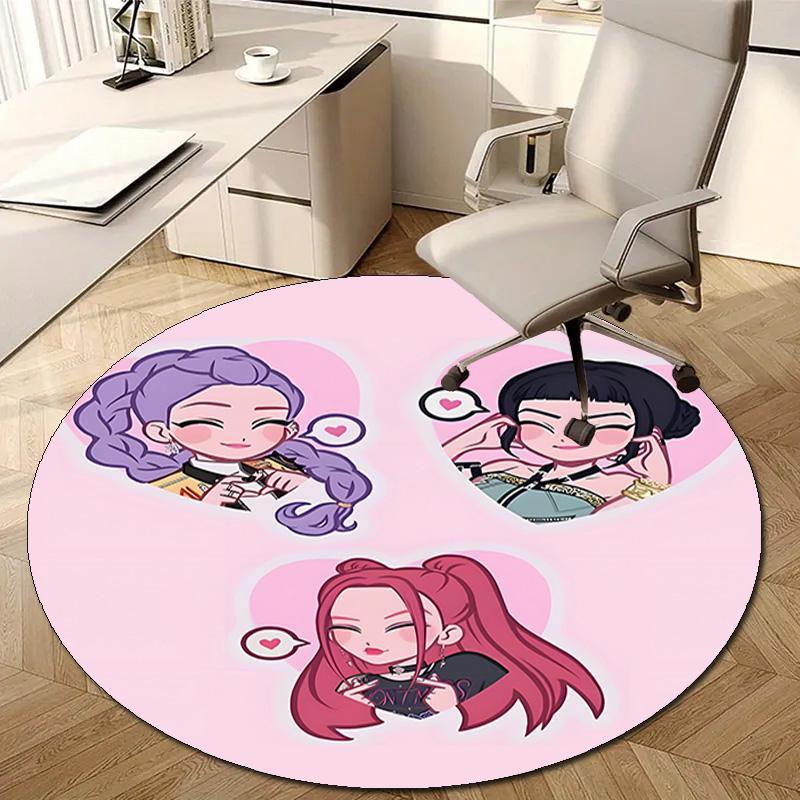 1pc KPop Demon Hunters22 Design Printed Area Round Carpet for Bedroom Living Room Home Decor Rugs Mat Non Slip Mat Rug for Bedside