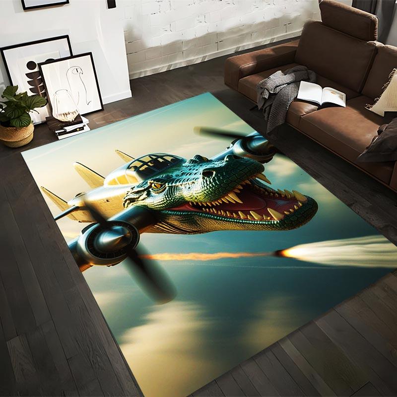 

Unique Alligator Fighter Jet Design Carpet for Living Room Decor Suitable for use as an anti-slip for living room bedroom sofas 40x60cm( 15x23in )