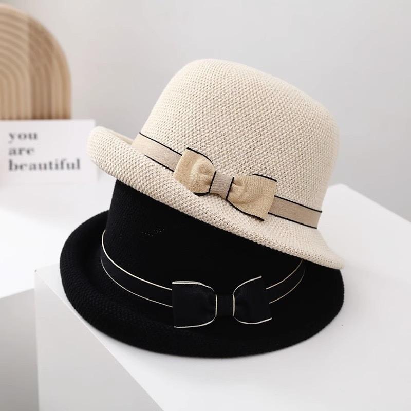 Summer Sun Hat For Women With Short Brim And Bow Knot For Outdoor Sun Protection