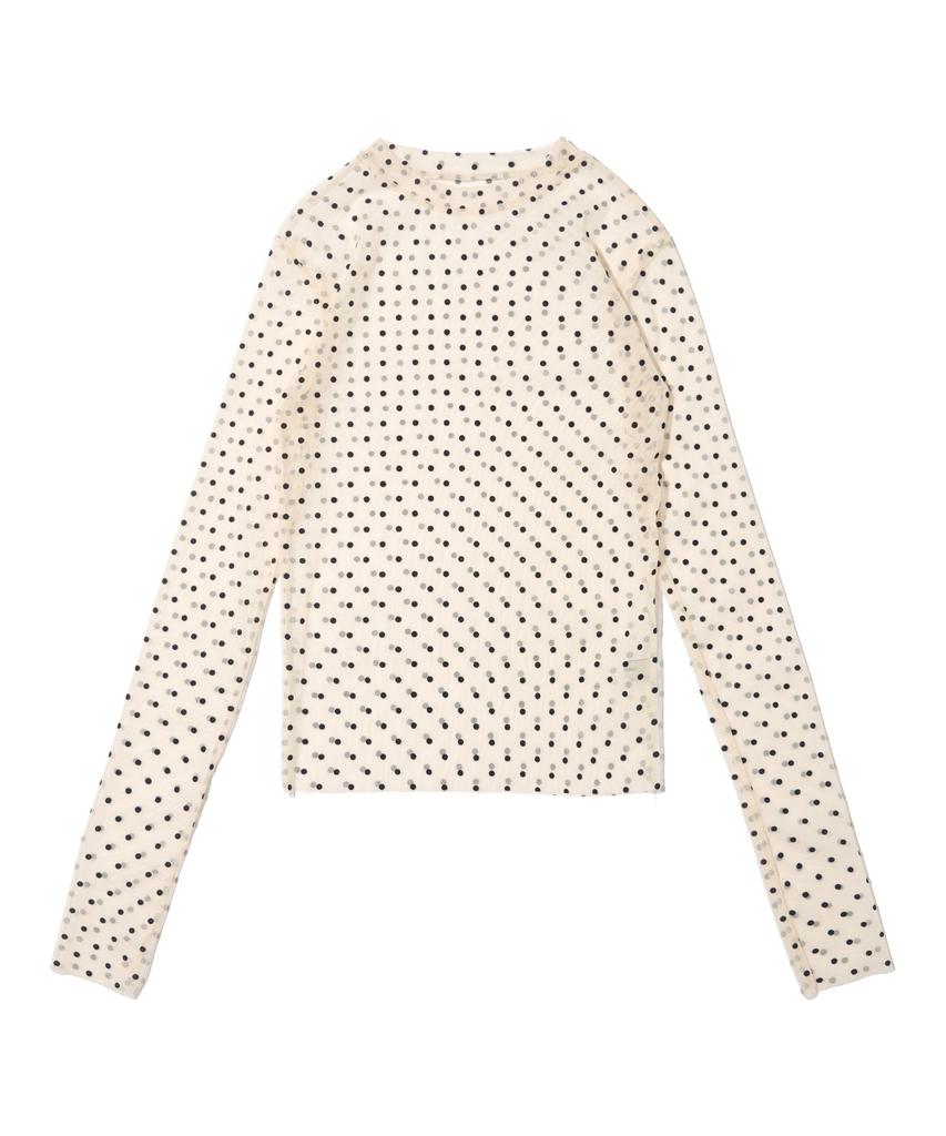 CARGOBROS FOR WOMAN Dot See-Through Long Sleeve Layered Short Sleeve Tee Set (Ivory/Ivory)