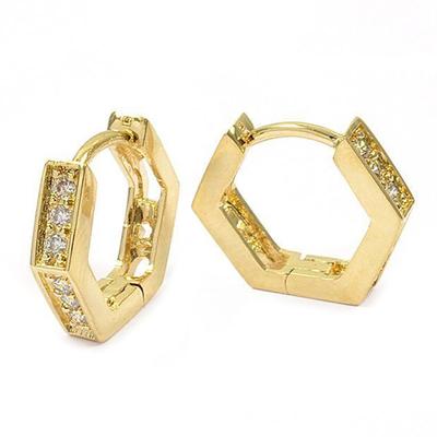[P2349] - Argolas Banhadas a Ouro 'Sissi' branco dourado - 13x3 mm