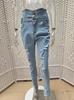 2022 Slim High-Waist Ripped Skinny Jeans