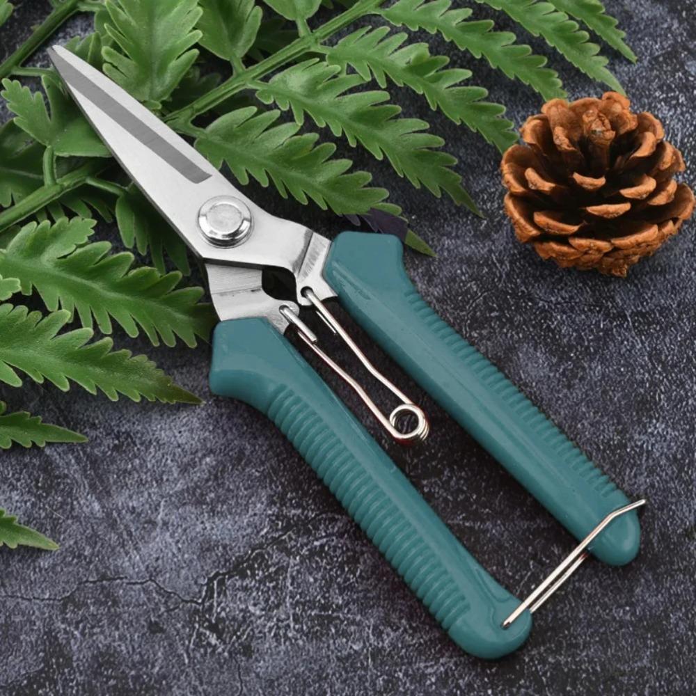 Tesoura de poda de cabeça reta de 190 mm, cabo antiderrapante, aço inoxidável, utensílios manuais, tesoura de jardim para bonsai, tesoura de poda