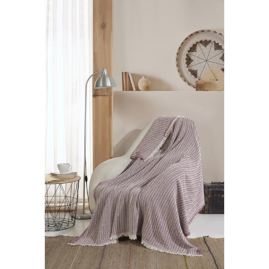 Vera Beżowy Fotel Narzuta na fotel Szal 150 x 200 cm Koc pod telewizor Rzut bawełniany