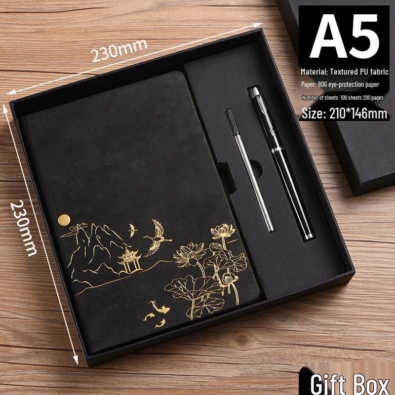 Retro A5 Büro Business Notizbuch - Schreibwaren Geschenkset im chinesischen Stil