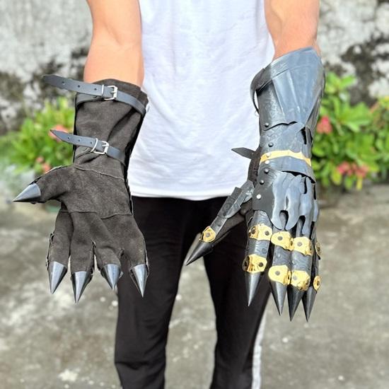 Shadow Nazgul Gauntlets  Handcrafted Blackened Brass-Coated Gothic Armor Gloves with Dark Fantasy Detailing for LARP, Cosplay, Renaissance