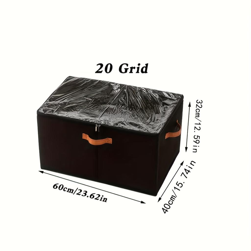 2er-Pack Robuste Schuhbox, 20-Fächer-Design, Transparenter Deckel mit Griff - Faltbare Aufbewahrungsbox, Geeignet für Schränke