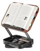 Viozon Mesa de Livros e Música Altura Contínua Metal com Armazenamento de Pequenos Itens para Suporte Cor de Madeira, Suporte para Livros, Suporte, Rotação de 360 Graus, Ajuste,