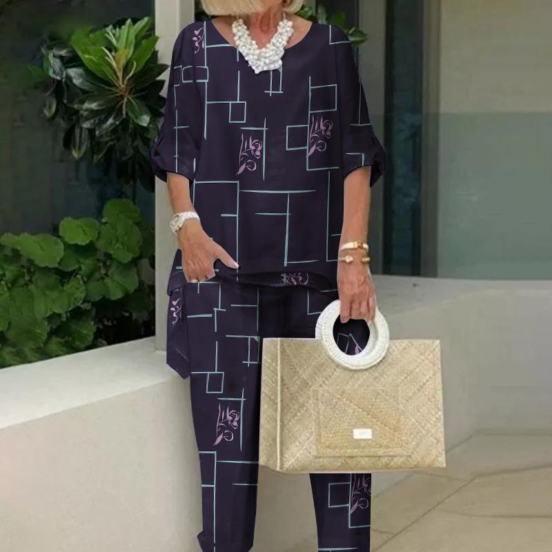 ZANZEA Donna Summer Print Outfits 3/4 Sleeve Blusa e Pantalone Set Di Abiti  a Due Pezzi acquista in modo economico — spedizione gratuita, recensioni  reali con foto — Joom