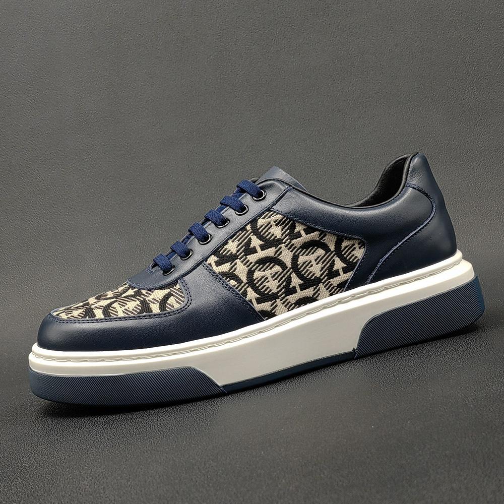 

Весна новая обувь на доске мужская модная обувь универсальная европейская станция мужская обувь легкая роскошь высокая мужская платформа повседневная обувь 37 синий