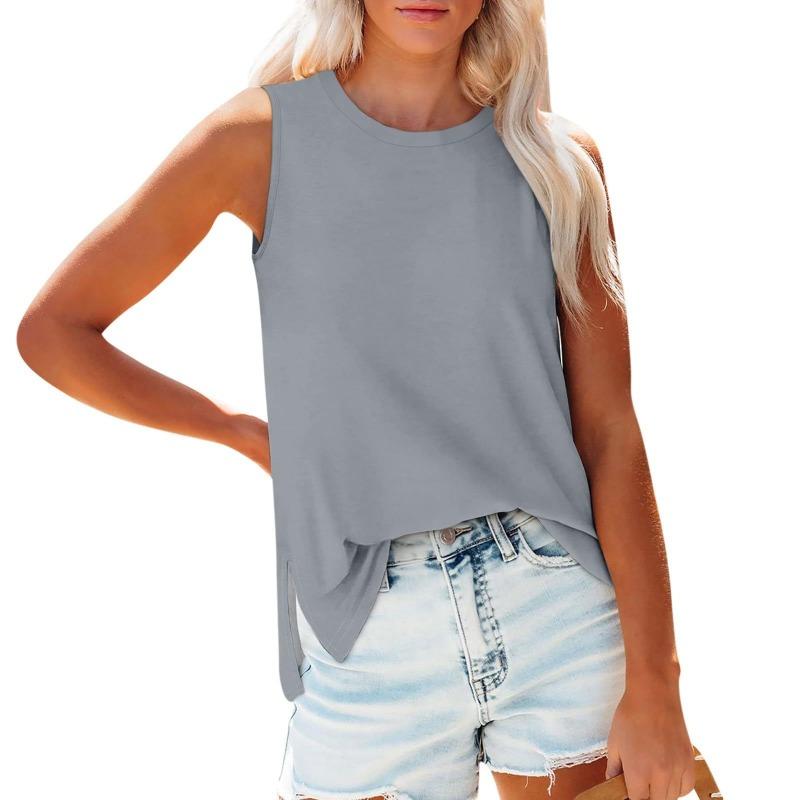 

BITCED Women s Fashion Casual Solid Color Print Sleeveless +O Neck Blouses & Shirts XXL срібний