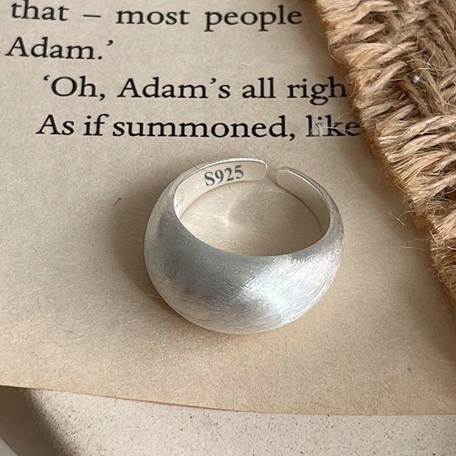 Геометрические простые кольца из серебра 925 пробы с пескоструйной обработкой для женщин, винтажное геометрическое матовое открытое кольцо, ювелирные изделия для вечеринок, предотвращающие аллергию