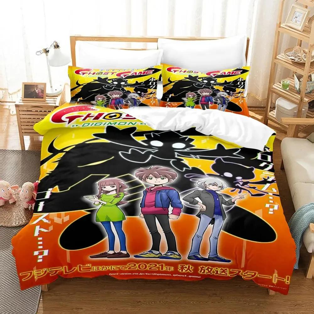3D Print Anime Digimon Adventure Bedding Set Duvet Cover Bed Set Quilt Cover Pillowcase Comforter King Queen Size Boys Adult