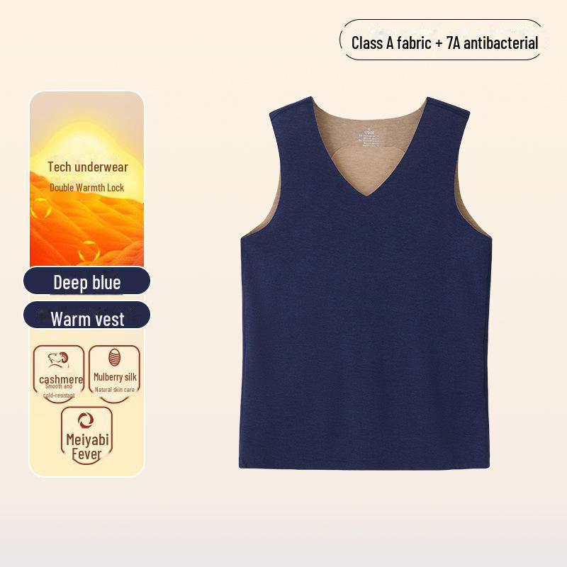 

Мужской теплый жилет из немецкого кашемира с антибактериальными и согревающими свойствами XL [135-160 catties] глубокий/синий