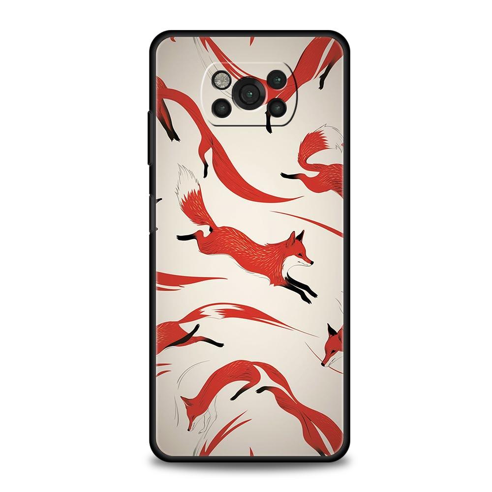 Red Fox Phone Case Cover for Xiaomi Poco F7 Ultra F6 F5 F4 F3 X6 X5 X4 X3 NFC C51 C55 M4 GT 5G Soft TPU Shell Fundas Capas Bags