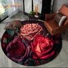 Luxury Sun Flower 3D Rose Nordic Daisy Round Carpet Rug for Living Room Bedroom Sofa Decor,Kids Area Rug Non-slip Floor Mat Gift