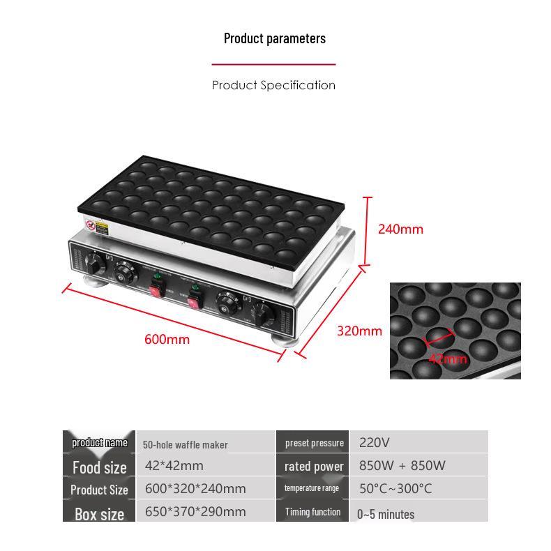 Stainless Steel Mini Pancake & Dorayaki Maker - 25-Hole Waffle Machine