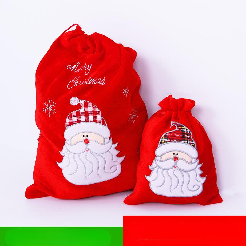 

Подарочная сумка из золотой бархатной ткани с рождественской вышивкой, большие и маленькие рождественские украшения для пожилых людей, подарочная сумка для переодевания