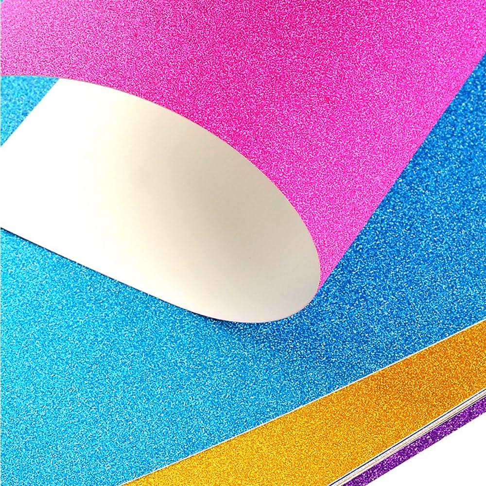 Set of 10 A4 Size Glitter Fluorescent Sheets for Jumbo Cut to Your Glitter Cheering Fan Handmade Concert DIY Crafts Mixed Sheets, Self-Adhesive, Fans,