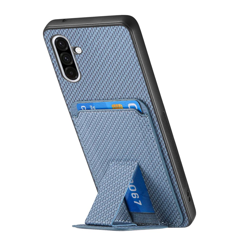 For Samsung Galaxy A36 5G Case Card Holder Carbon Fiber Texture Leather Coated TPU Phone Cover