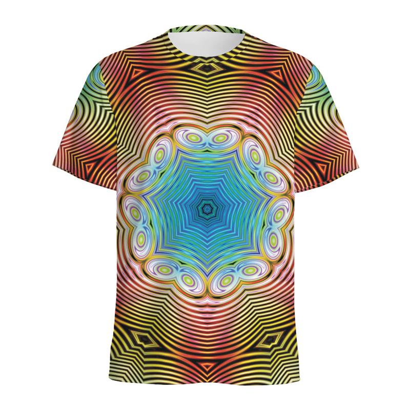 Buntes Kaleidoskop 3D-gedrucktes T-Shirt für Herren Psychedelisches Muster T-Shirt Sommer Lässig Kurze Ärmel Rundhals T-Shirts