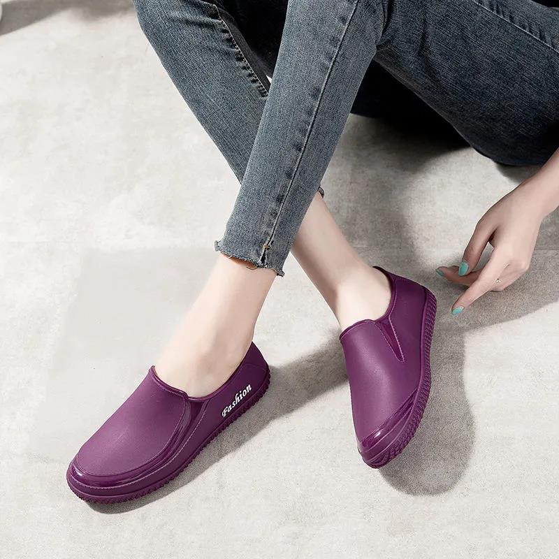 Shallow Mouth Rain Shoes Women's Outer Wear Waterproof Non-slip Low-top Short Water Shoes Women's Kitchen Work Wear-resistant Rubber Shoes