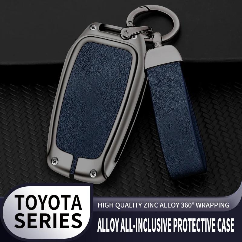 New Zinc Alloy Leather Car Key Case Cover Shell For Toyota CHR Hilux Fortuner Land Cruiser 200 Camry Corolla Crown RAV4 Highland