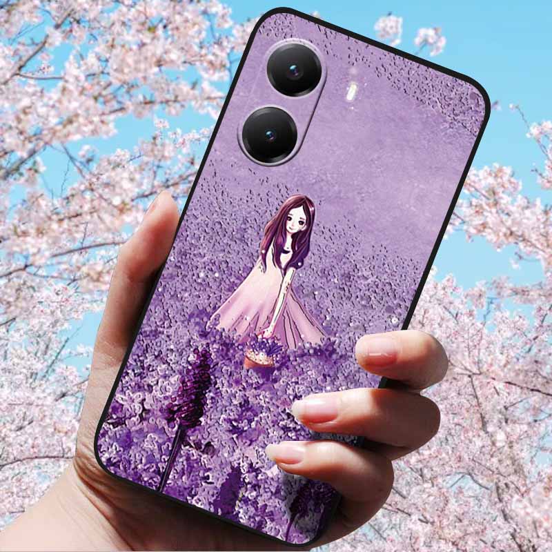 For Xiaomi Poco X7 Pro 3D Relief Flower Emboss Soft Silicone Case Cartoon Painted Back Cover for Poco X7 Pro with 3D Relief Case