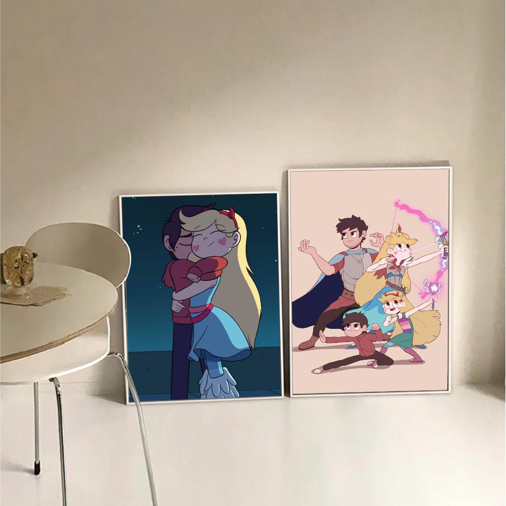 1pc Stars Vs The Forces Evils Self-adhesive Art Poster Waterproof Paper Sticker Coffee House Bar Room Wall Decor