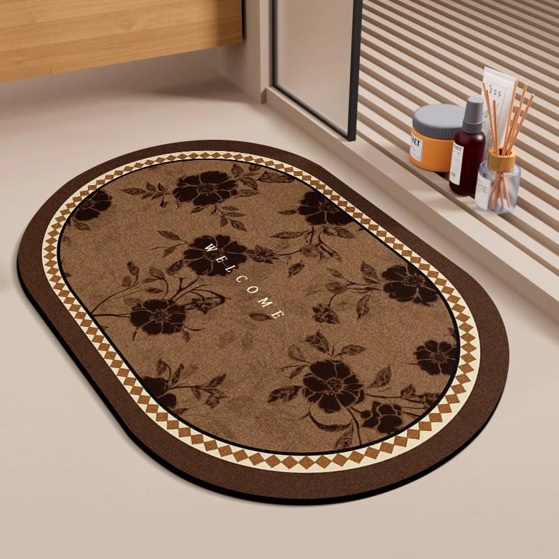 Simple Style Diatomaceous Earth Floor Mat - Stain & Wear-Resistant Bathroom/Toilet Entrance Mat