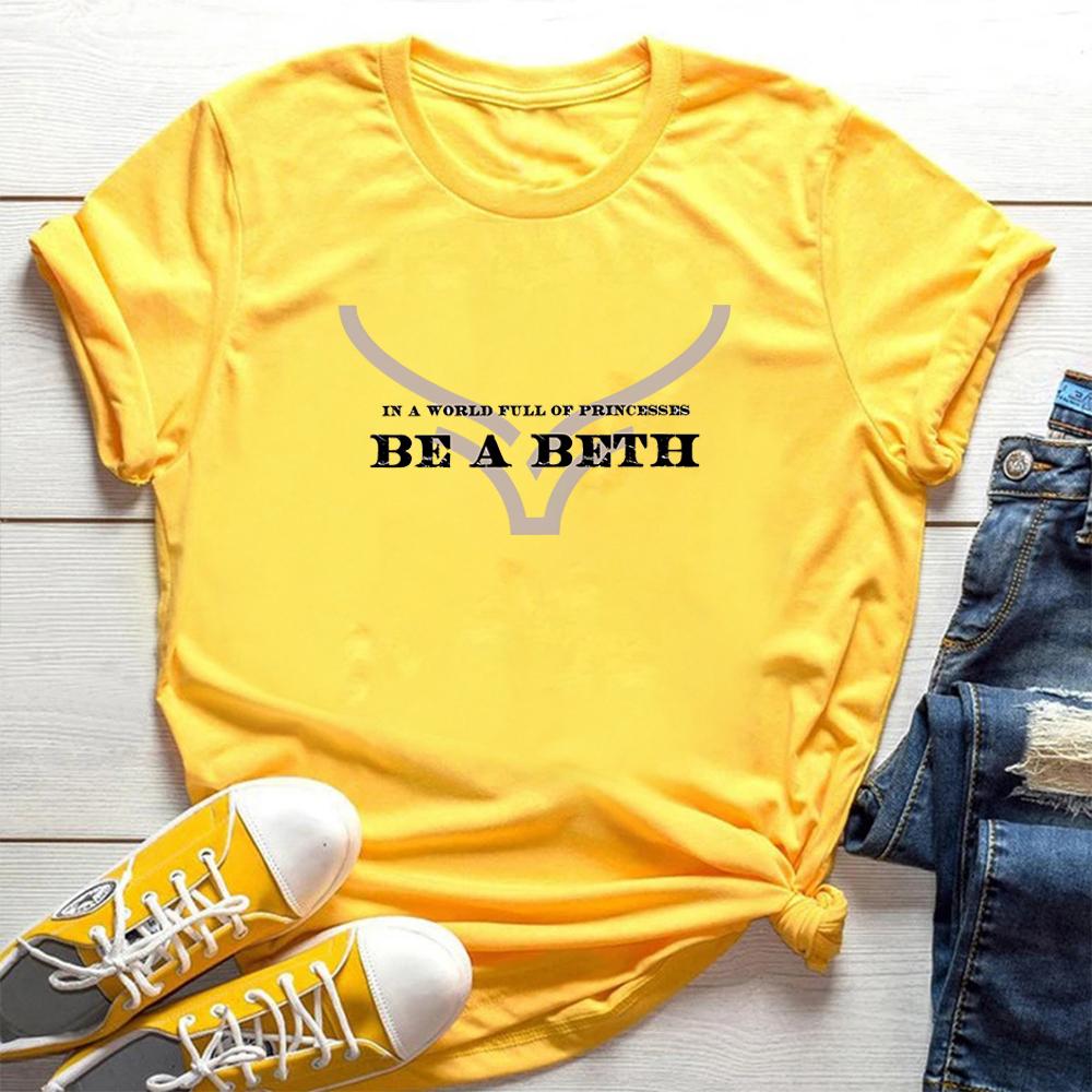 En un Mundo Lleno de Princesas Sé Una Beth Camisetas Boho Calavera de Vaca Howdy Camiseta Camisetas del Salvaje Oeste Yellowstone Dutton Ranch Tops