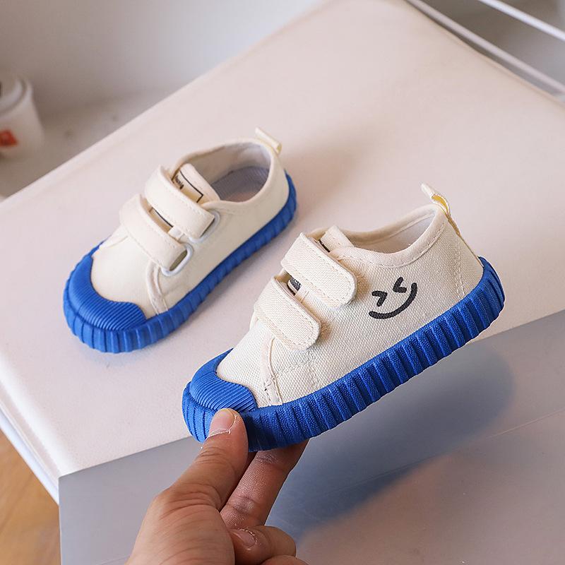 Children's Canvas Shoes Korean Version Smiling Face Casual Shoes Spring Boys Girls Shoes Academy Kindergarten Comfortable Daily