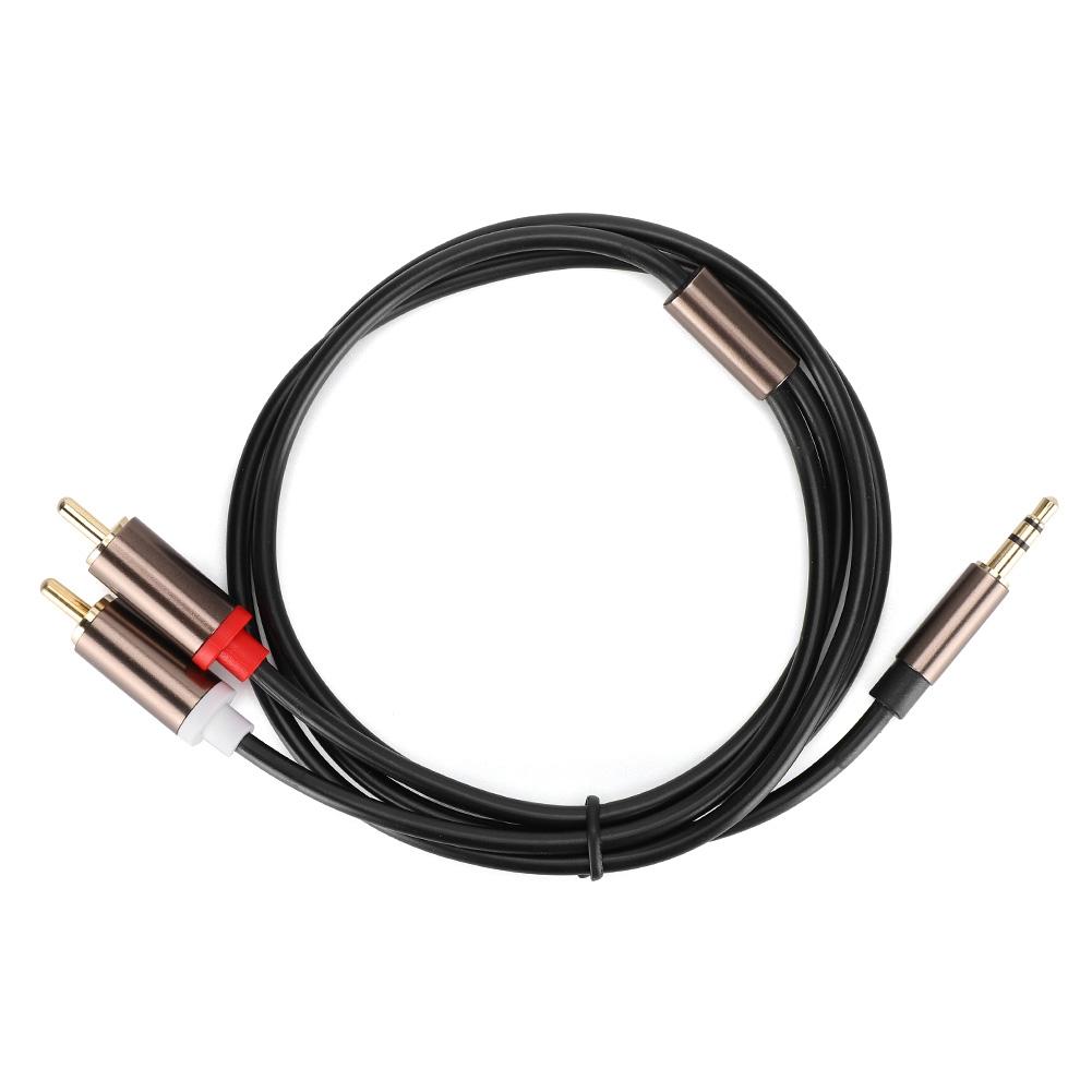 Audio Line Speaker Cord Computer Subwoofer Cable Phone Accessory 2 in 1 3.5mm Male to 2RCA1 meter