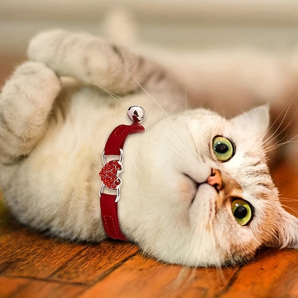 Nep Diamant Afscheurbare Kattenhalsband - Gepersonaliseerde Veiligheidshalsband met Hart. Verstelbaar, duurzaam. Geen verzendkosten!