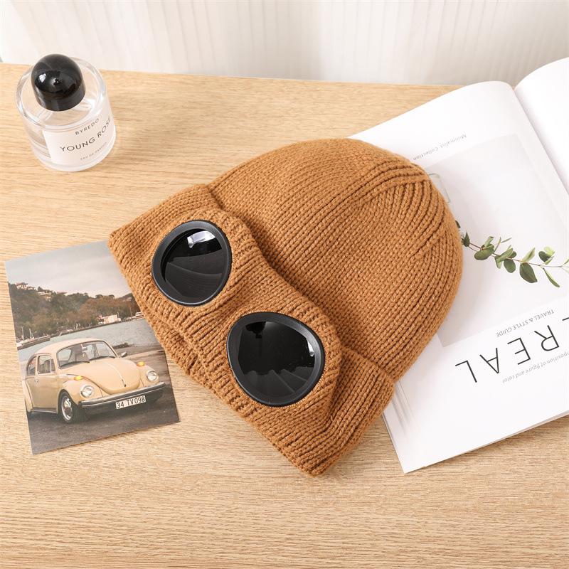 Hot-selling knitted glasses hat autumn and winter men's and women's ear protectors wool hat warm outdoor ski pullover hat tide