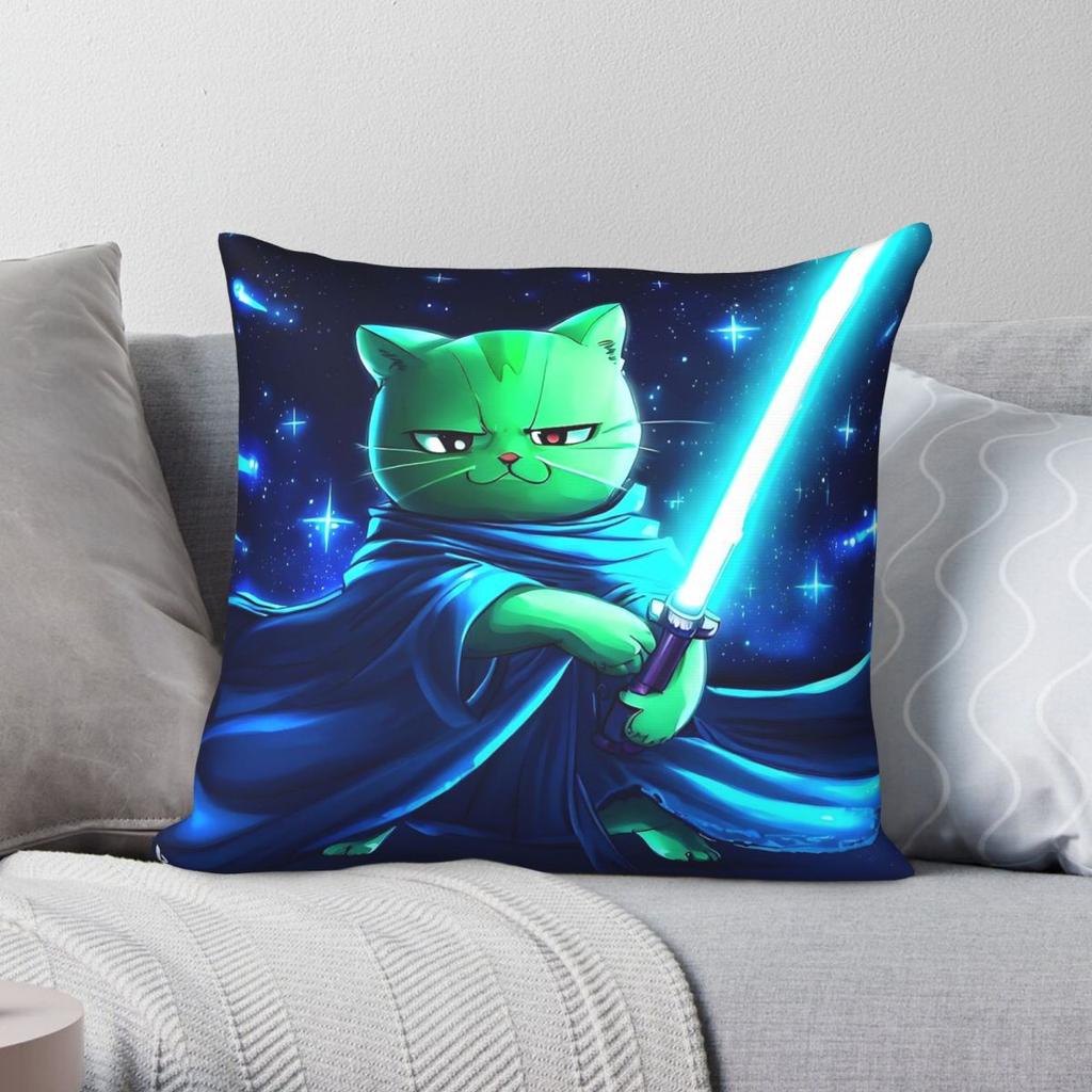 Cat Wars Baby Pussy Lightsaber Pillowcase Polyester Linen Velvet Pattern Zip Decor Room Wholesale