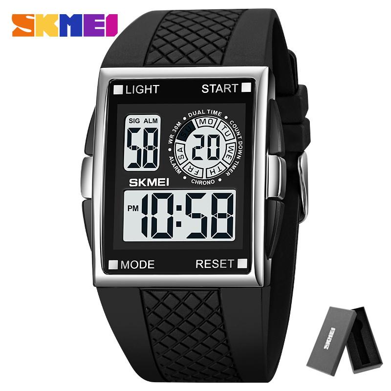 SKMEI 1967 reloj hombre Japan Digital movement Watch Mens military 3Bar Waterproof Countdown LED Light Electronic Wristwatches