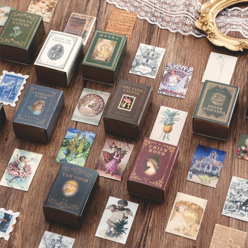 100pcs/Box Vintage Paper Kraft Cardstock Scrapbooking/Card Making/Journaling Project DIY Diary Decoration LOMO Card Van Gogh
