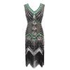 Retro Sequined Beaded Dress Front and Rear Deep V-neck Fashionable Fringed Dress, Popular Evening Dress