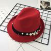 Chain Decor Fedora Hat for Men Women Korean Style British Retro Bowler Hat for Daily Casual Wear Stage Performance